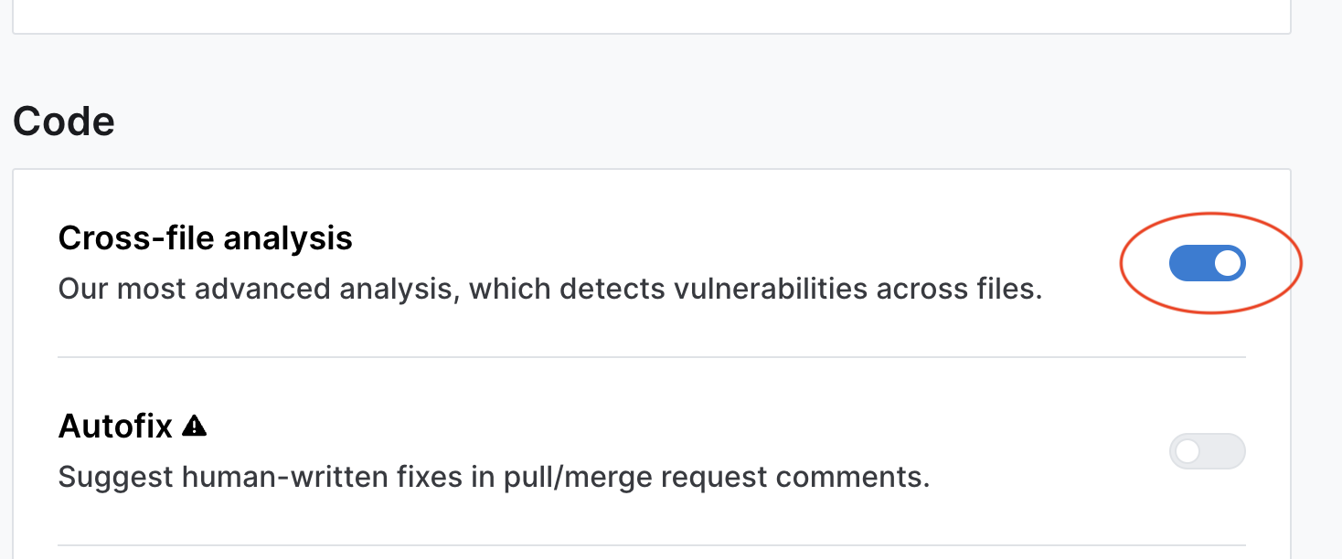 Cross-file analysis toggle