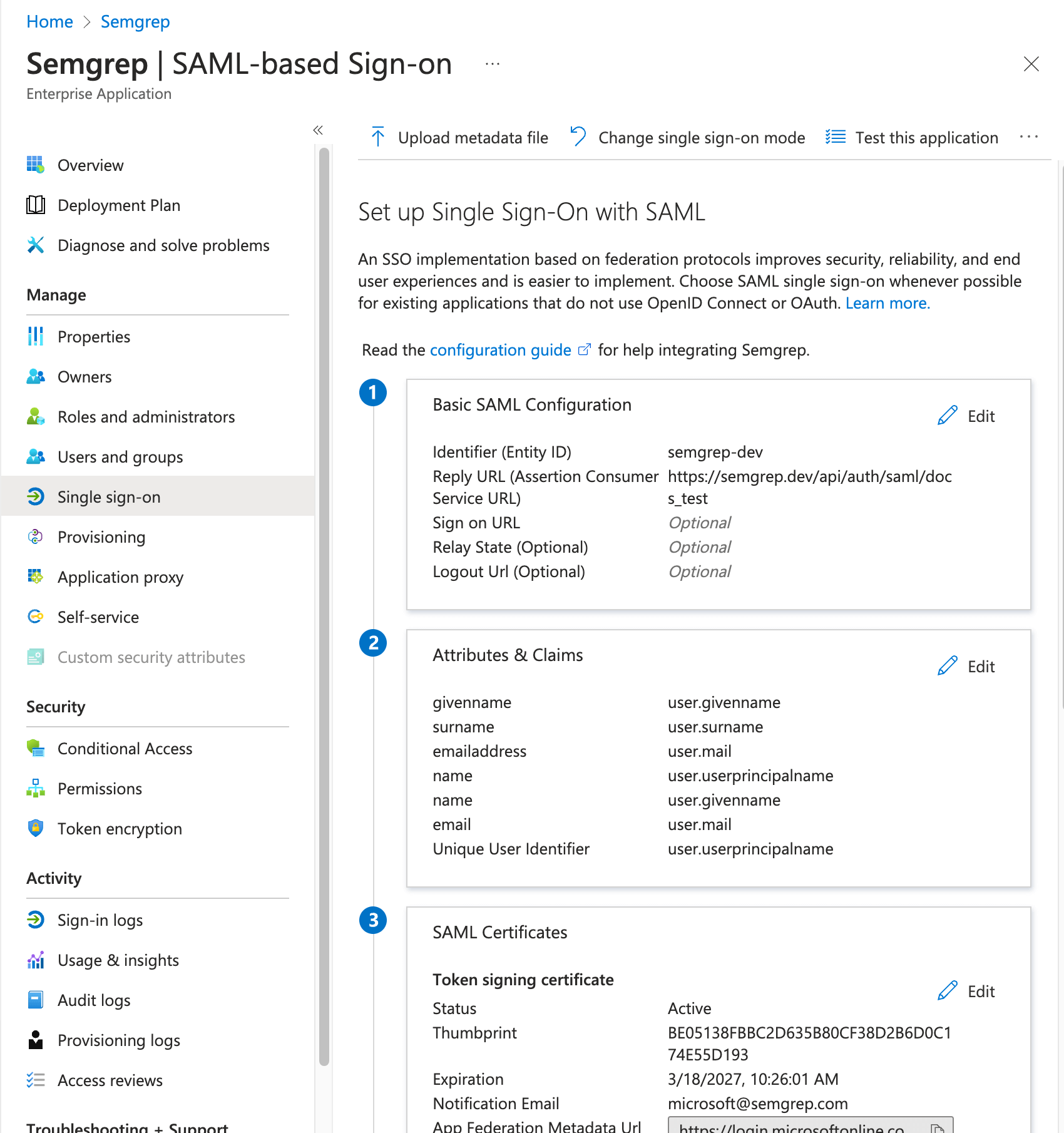 SAML-based Sign-on screen