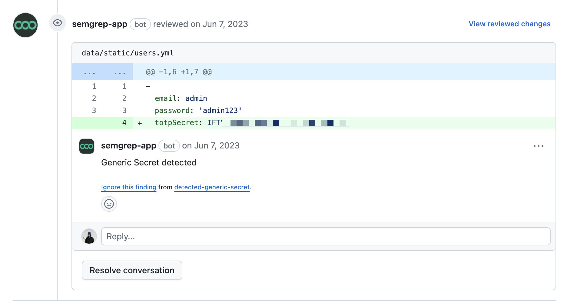 Screenshot of a GitHub PR comment