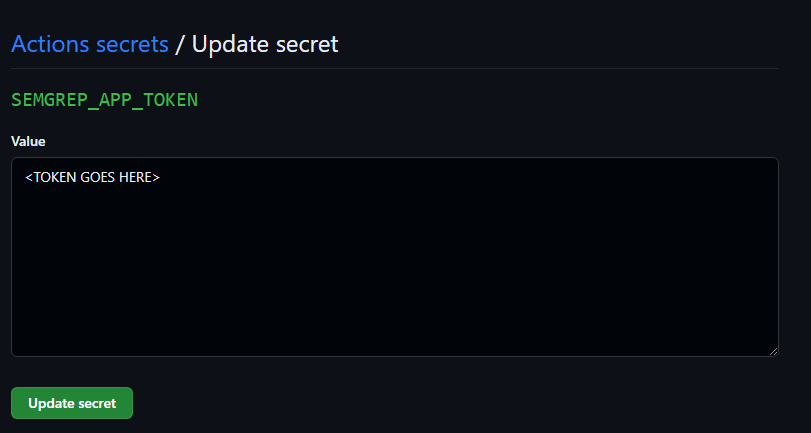 Updating GitHub Secret