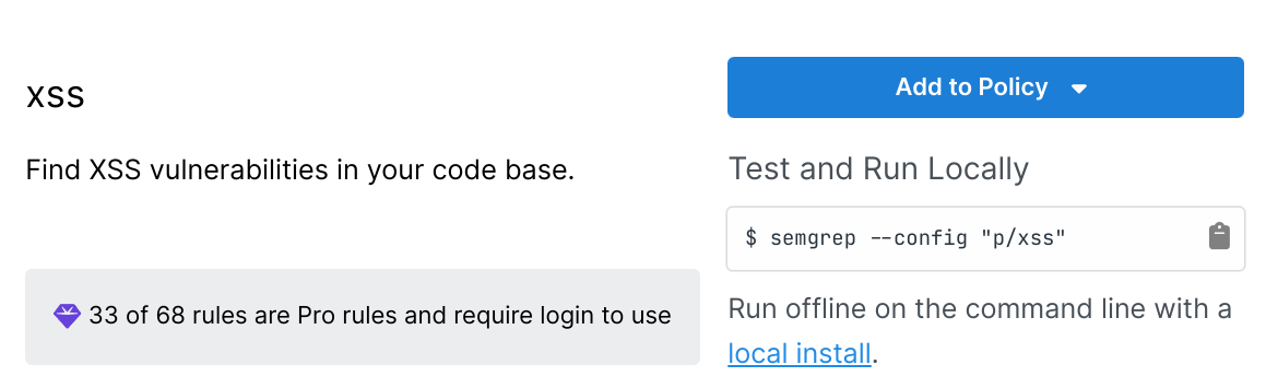 A ruleset consisting of Pro and non-Pro rules. Copy the snippet under Test and Run Locally.